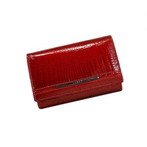 Czerwony lakierowany elegancki portfel damski Loren ze skóry naturalnej JP-507-RS RED FK