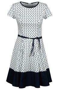 Sukienka FSU671 White/Dark Blue