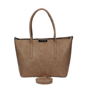 Beżowa prążkowana torba klasyczna Monnari z paskiem BAG W17 1320-015