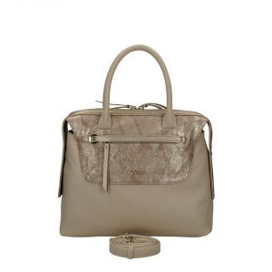 Beżowa elegancka torba Nobo z motywem złotej skóry węża NBAG-C0400-015
