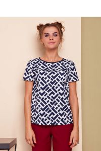 Delikatna bluzka w kropki abstrakcja GR1048_1 Multicolor