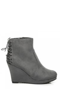 ZAMSZOWE BUTY NA KOTURNIE Szary CNB4080-5G