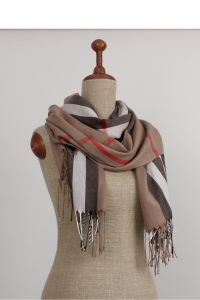 ELEGANCKI SZAL W KRATKĘ SZ- 7061 BRĄZOWY