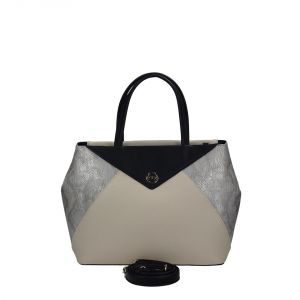Granatowy kuferek Nobo z pastelowymi wstawkami z paskiem NBAG-C0460-013