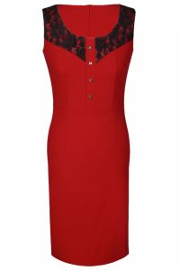 Sukienka FSU339 CZERWONY MOCNY CZARNY