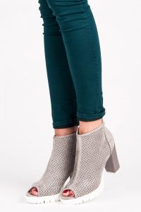 A?UROWE BOTKI OPEN TOE Szary CNB1164-6D.G