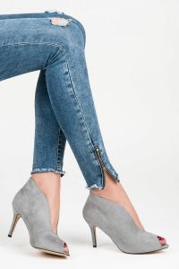 STYLOWE BOTKI OPEN TOE Szary CNB1401G