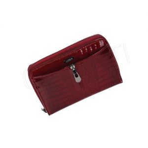 Czerwony mały szykowny lakierowany portfel damski Loren 55025-RS RED FK-005