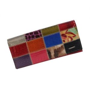Oryginalny modny portfel skórzany Loren z wzorzystymii wstawkami 72034-RC SQUARE FK
