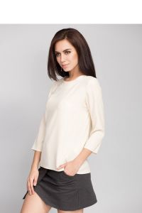 Elegancka bluzka z okrągłym dekoltem MM2032 Kremowy