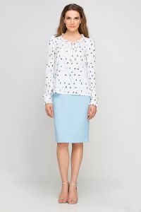 Bluzka Model BLU134 Parasolki Blue/White