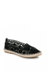 WSUWANE ESPADRYLE Z KORONKI Czarny CNB30568B