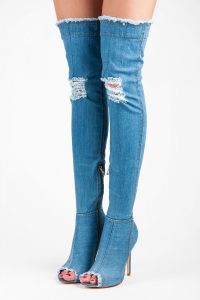 JEANSOWE MUSZKIETERKI OPEN TOE Niebieski CNB52328-2BL