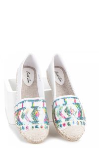 ZAMSZOWE ESPADRYLE Z CEKINAMI Biały CNB988-13W