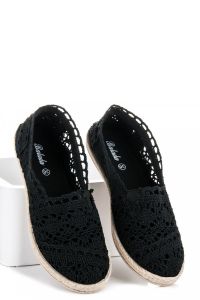 KORONKOWE WSUWANE ESPADRYLKI Czarny CNBB784-1B