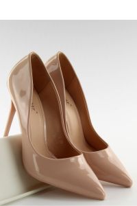 GŁADKIE LAKIEROWANE SZPILKI LE03 BEIGE