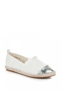BIA?E ESPADRYLE ZE SREBRNYM NOSKIEM CNB7134-41W Biały