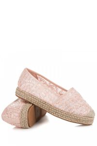 KORONKOWE ESPADRYLKI Z CEKINAMI CNB7137-20P Różowy