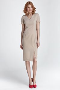 Sukienka z zamkiem na plecach S83 Beige