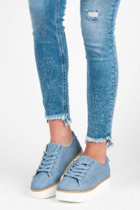 WIĄZANE TRAMPKI NA PLATFORMIE 8191-12L.BL Niebieski