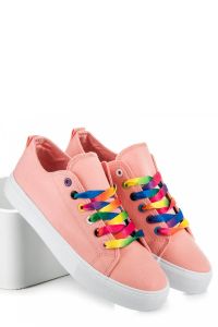 TRAMPKI Z KOLOROWYMI SZNURÓWKAMI A-113P Różowy