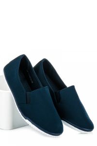 GRANATOWE TEKSTYLNE TRAMPKI AH17-7979N Niebieski
