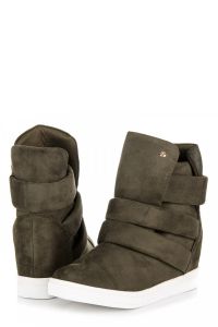 ZIELONE SNEAKERSY NA KOTURNIE H6508A.GR Zielony