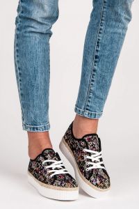 KORONKOWE ESPADRYLE W KWIATY K1720504NE