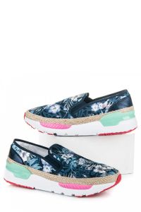SLIPONY ESPADRYLE NA PLATFORMIE K1730201MA Niebieski