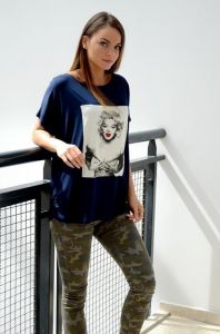Bluzka oversize z naszytym nadrukiem z  Marilyn