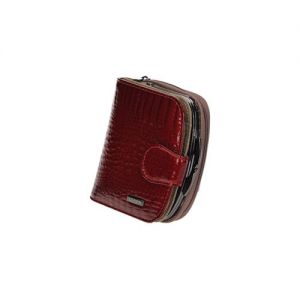 Mały lakierowany szykowny portfel Loren w odcieniu czerwieni 43972-RC RED FK-005