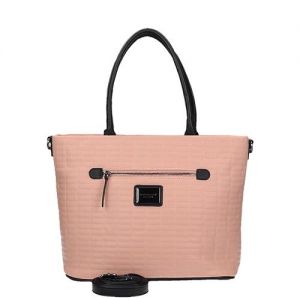 Delikatna elegancka duża torba Monnari w pudrowym odcieniu z paskiem BAG 8630-004 J16