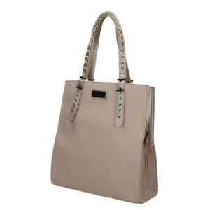 Duża klasyczna beżowa torba Monnari z przeplatanym paskiem BAG W17 1090-015