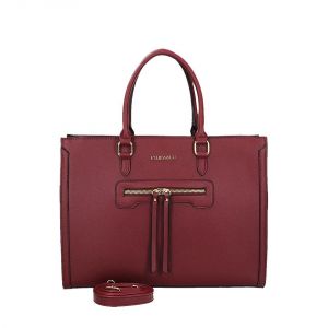 Bordowa poręczna torba Flora z ozdobną wierzchnią kieszenią z paskiem 5610 BORDEAUX