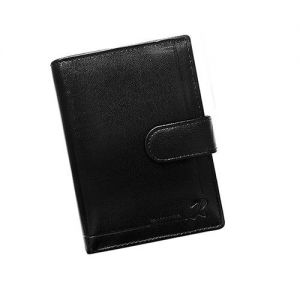 Czarny stylowy klasyczny duży portfel Ronaldo ze skóry naturalnej MR05L-OX BLACK