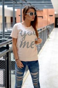 Bluzka z nadrukowanym napisem You me