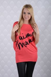 Asymetryczna bluzka z napisem \Je t\'aime mama\