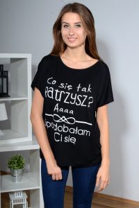 Bluzka oversize z zabawnym napisem