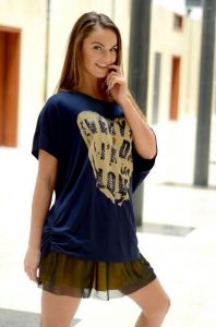 Bluzka oversize z nadrukowanym sercem