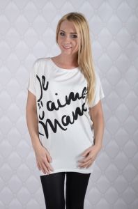 Asymetryczna bluzka z napisem \Je t\'aime mama\