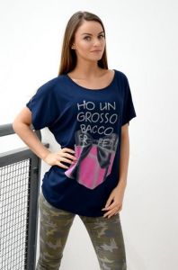 Bluzka oversize z nadrukowanym prezentem