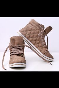 SINLY SHOES TRANMPKI TENISÓWKI PIKOWANE - BRĄZOWE 4432-2
