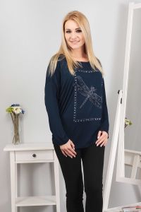 Bluzka z ważką zdobiona dżetami