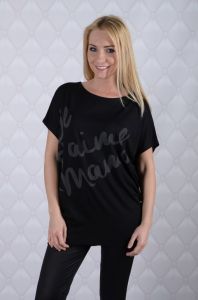 Asymetryczna bluzka z napisem \Je t\'aime mama\