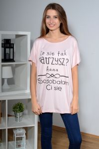 Bluzka oversize z zabawnym napisem