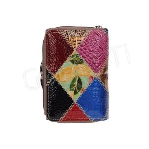 Kolorowy lakierowany portfel damski Loren ze skóry naturalnej 54034-RC DIAMOND FK
