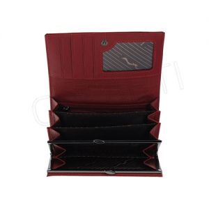 Skórzany czerwony luksusowy portfel Loren ze skóry naturalnej 60001-CB RED FK-005