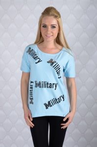 Bluzka z napisem Military i cekinami