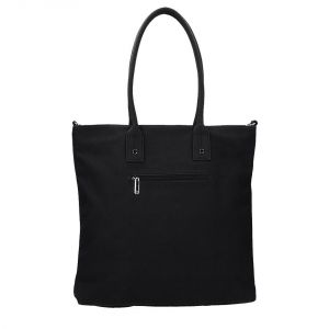 Duża elegancka czarna oryginalna torba na ramię z ozdobną kieszenią B 865 BLACK