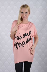 Asymetryczna bluzka z napisem \Je t\'aime mama\